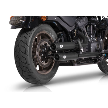Preview: V Performance, „Double Ring“ Slip-On-Auspuffanlage. Schwarz 22-24 FXBBS Softail Street Bob, 22-24 FXLRS Softail Lowrider S, 22-24 Softail FXLRST Low Rider ST