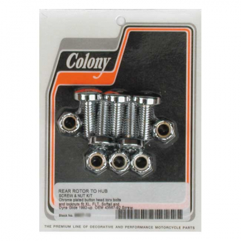 Colony, Satz Schrauben und Muttern für die hintere Bremsscheibe. Chrom Torx