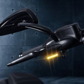 *4 DAYS EXTRA TRANSIT TIME* HeinzBikes, 'Stripes' below bar turn signals. Black anodized