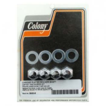 Colony, Rocker-Wellenendmutter-Set. Kappenausführung, verchromt.
