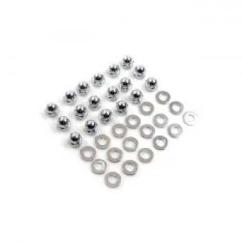GW, Shovel Rocker Box Top Nut Kit. Chrom, niedrige Krone Acorn.