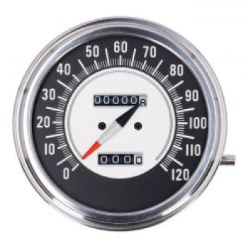 FL speedometer, '68-72 face', black/silver. 1:1 MPH