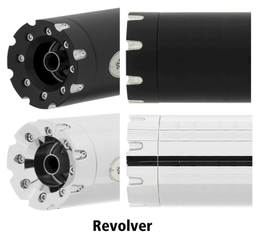 Preview: AUSPUFFTOPFSATZ REVOLVER BLACK / CHROM FÜR TOURING MODELLE AB BJ 2021 EURO 5