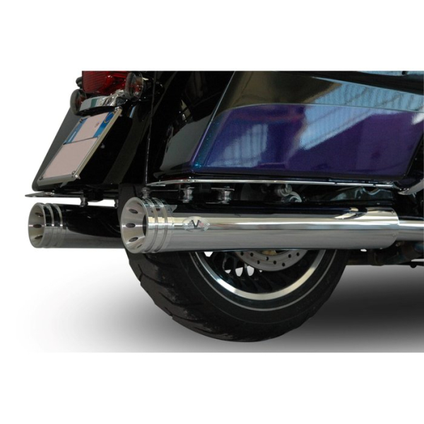 V Performance, Double Ring slip-on mufflers. Chrome 04-17 FLT/Touring-Modelle