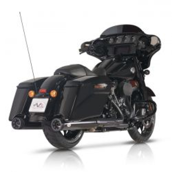 V Performance, 114 mm double ring slip-on muffler. Black Cer 21-25 FLT/Touring models