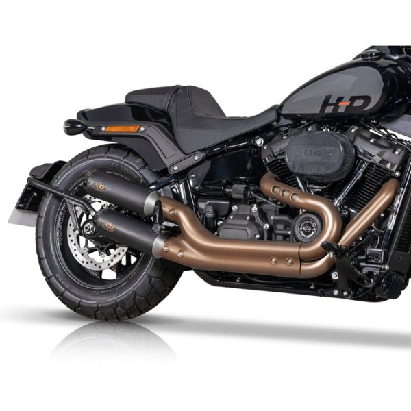 V Performance, „Tracker“ Slip-On-Auspuffanlage für Fat Bob. Schwarz  Softail: 21-24 FXFBS Fat Bob 114