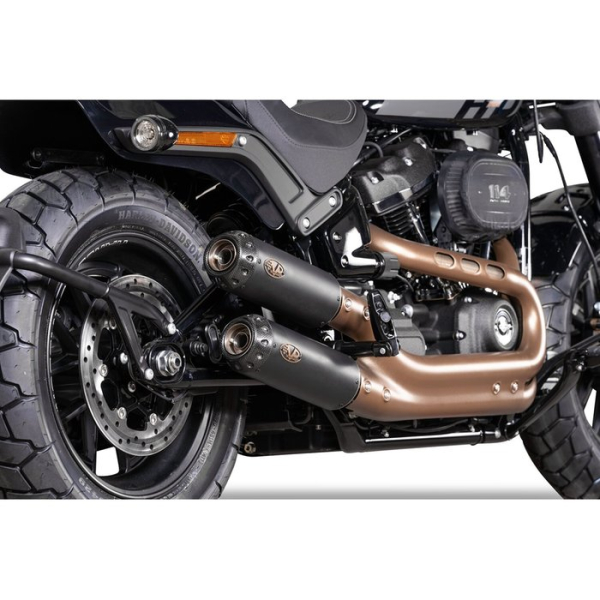 V Performance, „Tracker“ Slip-On-Auspuffanlage für Fat Bob. Schwarz  Softail: 21-24 FXFBS Fat Bob 114