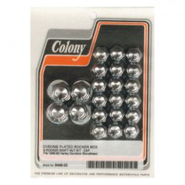 Colony, Shovel Rocker Box Top Nut Kit. Verchromt, Kappe