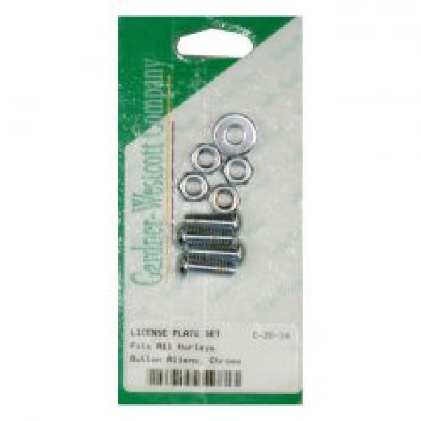 License plate to bracket mount kit. Chrome. Hex