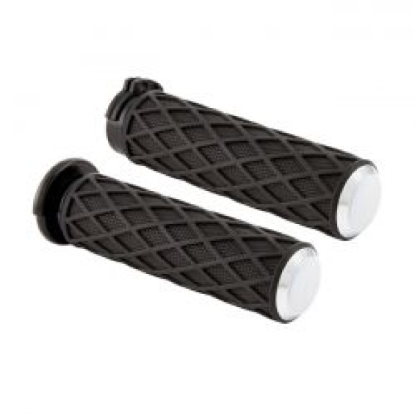 Arlen Ness, Diamond Handlebar Grip Set. Silver