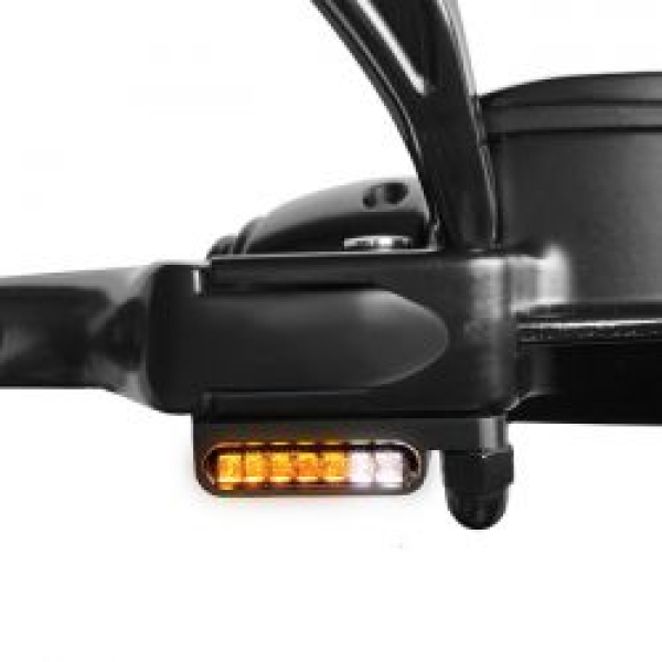HeinzBikes, 'Stripes' below bar turn signals. Black anodized