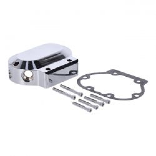 JIMS, Endabdeckung für Getriebe aus Billet-Aluminium. Verchromt.