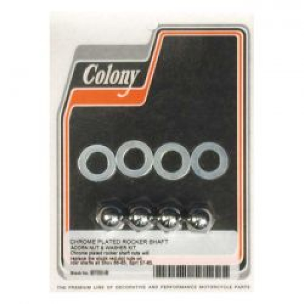 Colony, Rocker-Wellenendmutternsatz. Eichelform, verchromt.