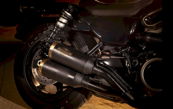EXHAUST SYSTEM  2-1-2 SYSTEM “ERAZOR” BLACK / SS STEEL FOR SPORTSTER NIGHTSTER 975  WITH EC ABE  EURO 5