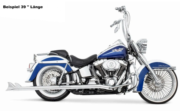 2-2 AUSPUFFANLAGE THRUE DUAL FISHTAIL FÜR SOFTAIL MIT EG ABE