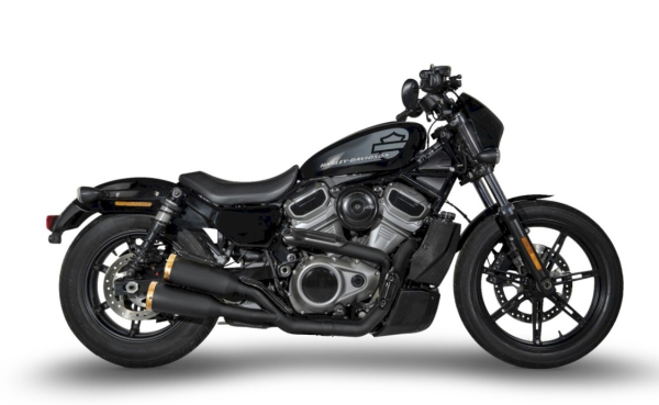 EXHAUST SYSTEM  2-1-2 SYSTEM “ERAZOR” BLACK / SS STEEL FOR SPORTSTER NIGHTSTER 975  WITH EC ABE  EURO 5