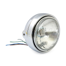 Roadster 5-3/4" H4 headlamp. Side mount. Chrome